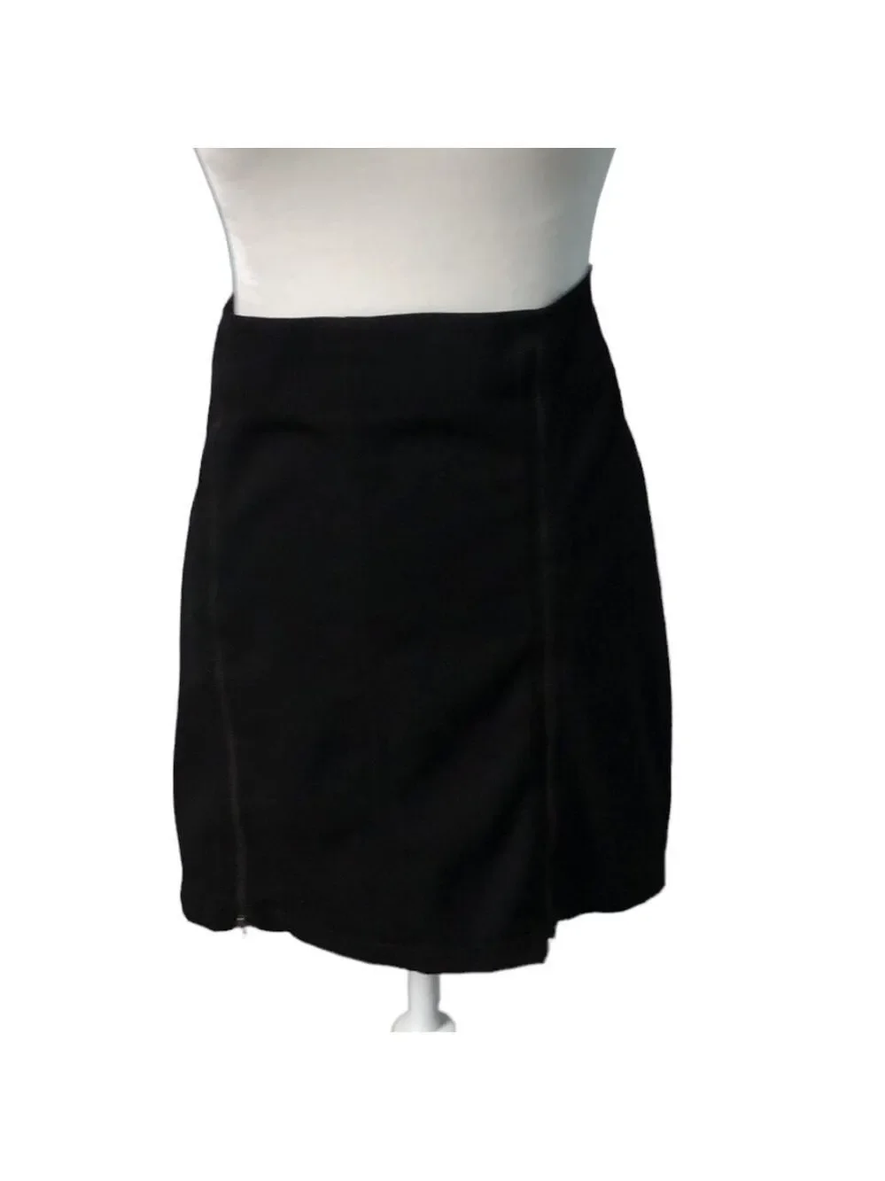 Zara TRF Double Zip Up Black Pencil Mini Skirt Size 8